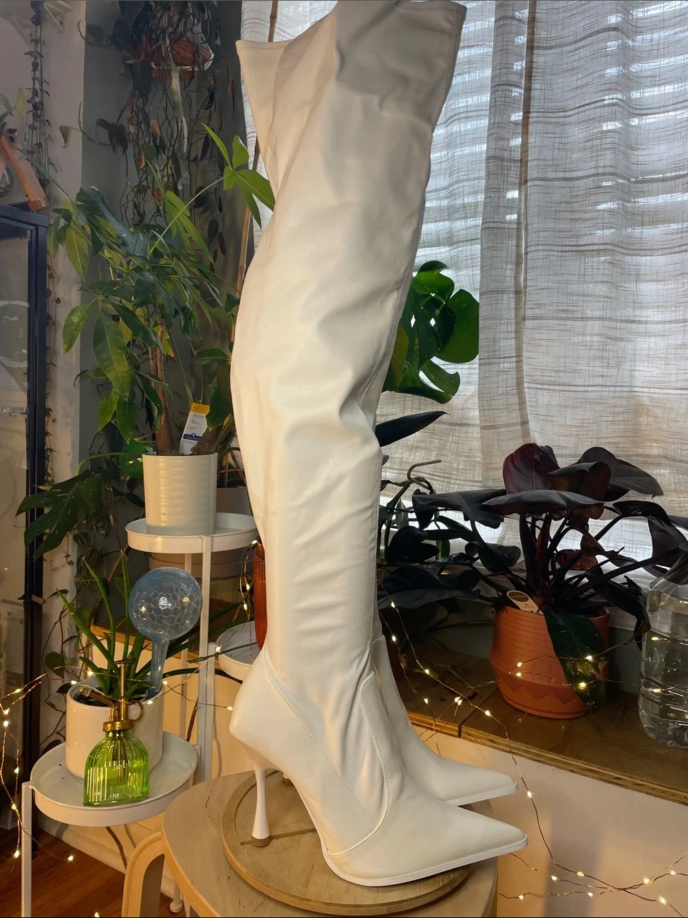 White Over-The-Knee Pointed-Toe Boot - Picture 5 of 11